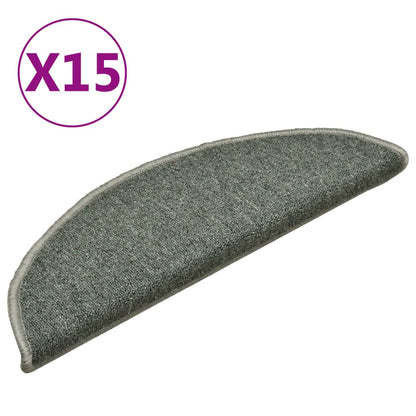 vidaXL Stair mats 15 pcs 56 x 17 x 3 cm Non-Slip Dark Green 2