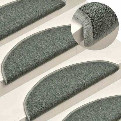 vidaXL Stair mats 15 pcs 56 x 17 x 3 cm Non-Slip Dark Green 1