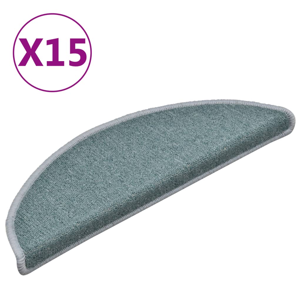 vidaXL Stair mats 15 pcs 56 x 17 x 3 cm Non-Slip Sea Blue 2