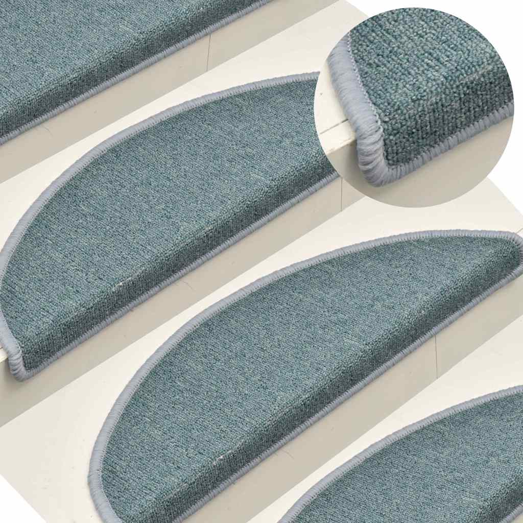 vidaXL Stair mats 15 pcs 56 x 17 x 3 cm Non-Slip Sea Blue 1