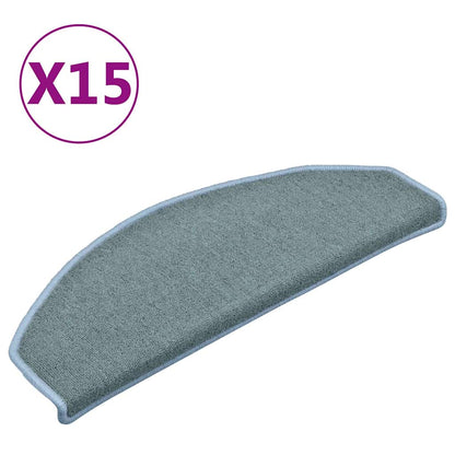 vidaXL Stair mats 15 pcs 65 x 24 x 4 cm Non-Slip Sea Blue 2