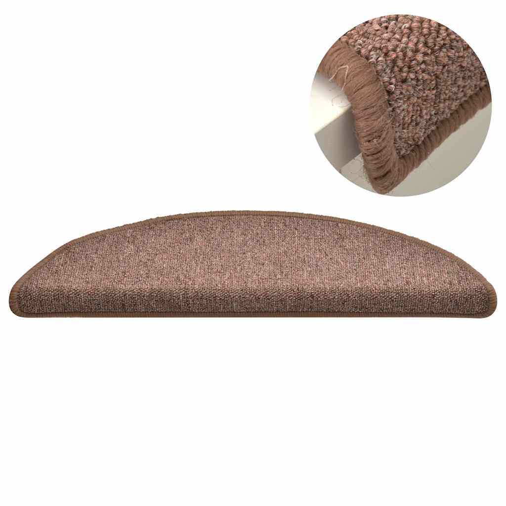 vidaXL Stair mats 15 pcs 56 x 17 x 3 cm Non-Slip Brown 4