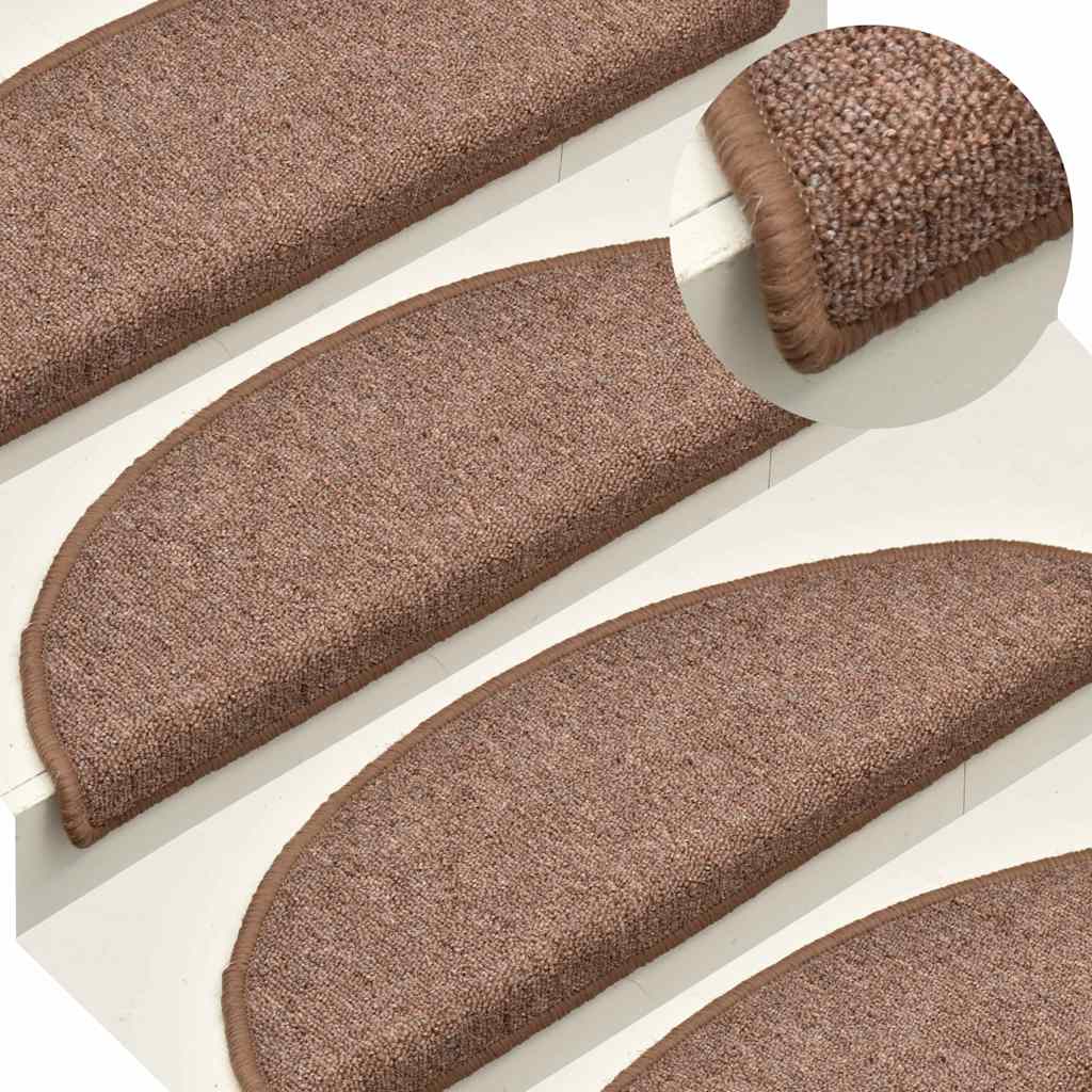 vidaXL Stair mats 15 pcs 56 x 17 x 3 cm Non-Slip Brown 1