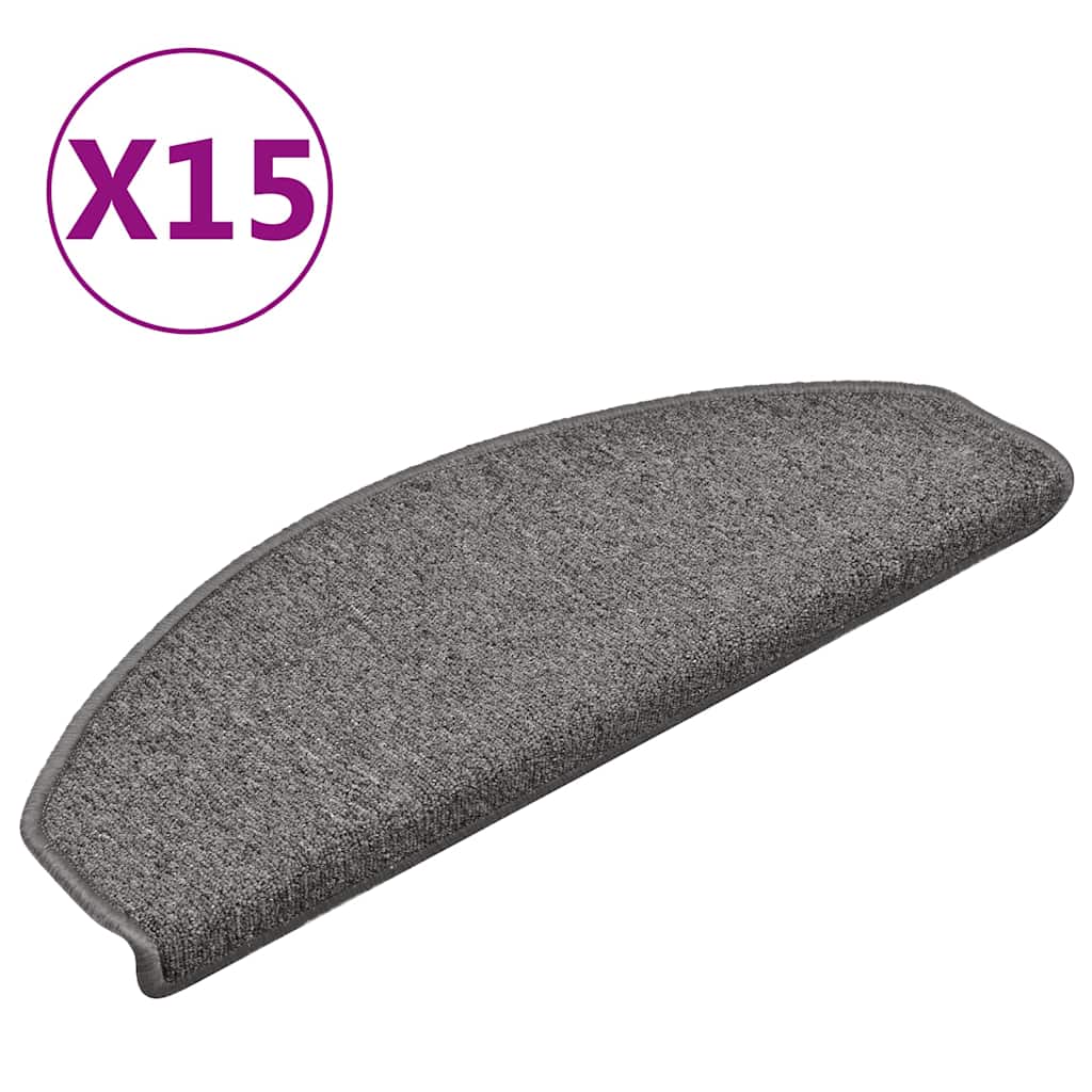 vidaXL Stair mats 15 pcs 65 x 24 x 4 cm Non-Slip Grey and Black 2