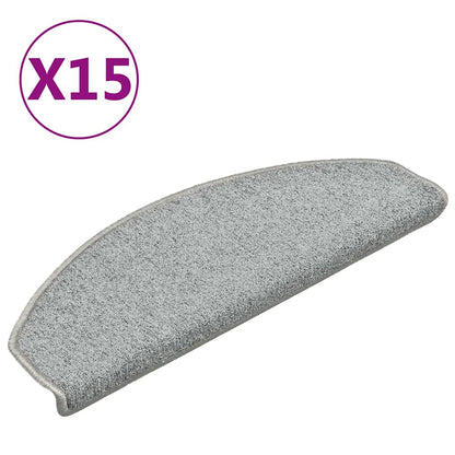 vidaXL Stair mats 15 pcs 65 x 24 x 4 cm Non-Slip White and Grey 2