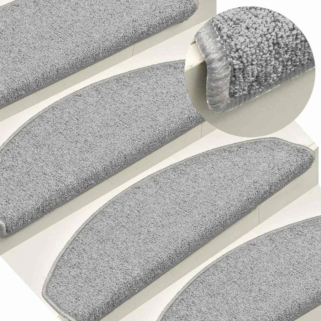 vidaXL Stair mats 15 pcs 65 x 24 x 4 cm Non-Slip White and Grey 1