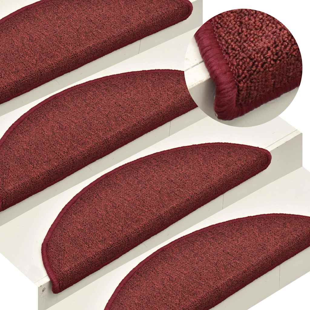 vidaXL Stair mats 15 pcs 56 x 17 x 3 cm Non-Slip Bordeaux Red 1