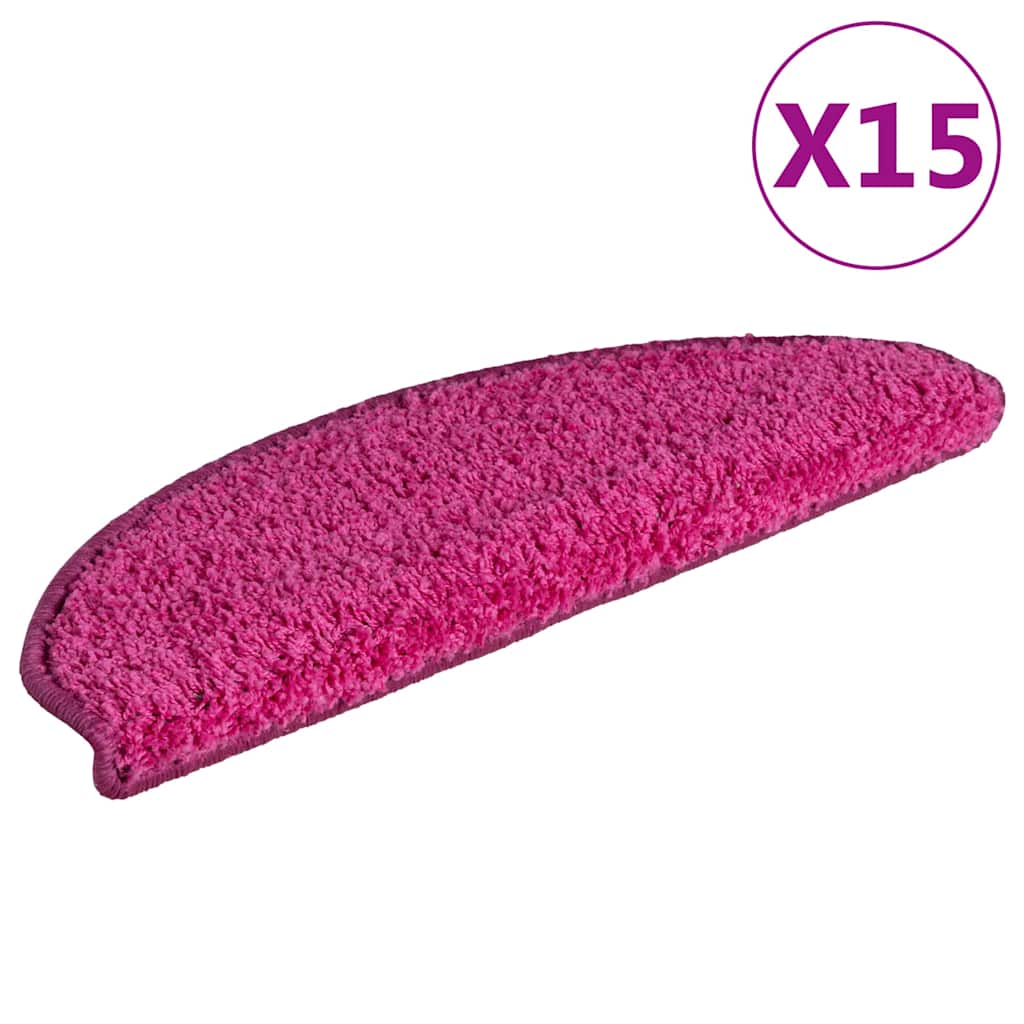 vidaXL Stair Mats 15 pcs 65x21x4 cm Pink Half Round Large 2