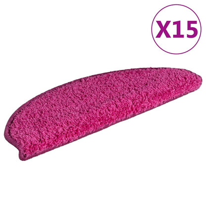 vidaXL Stair Mats 15 pcs 65x21x4 cm Pink Half Round Large 2