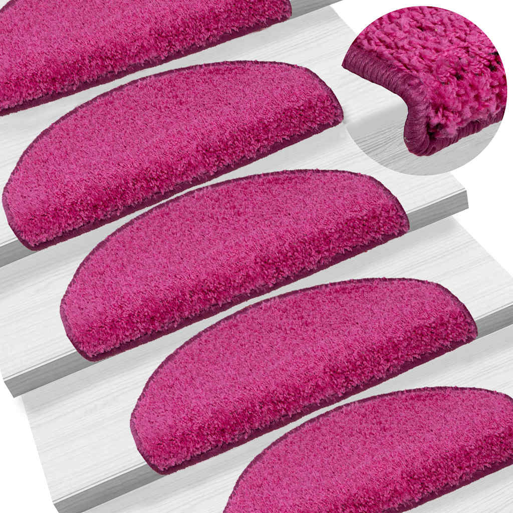 vidaXL Stair Mats 15 pcs 65x21x4 cm Pink Half Round Large 1