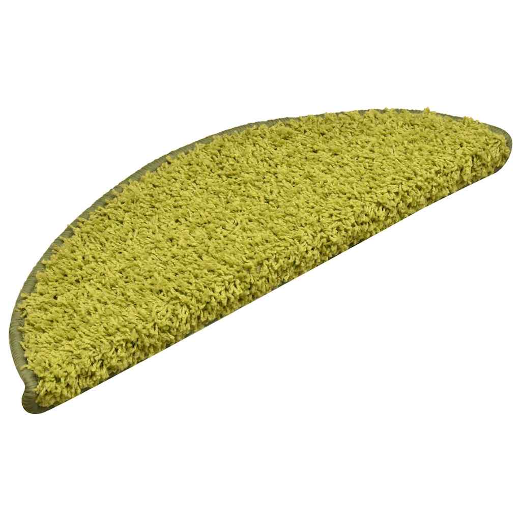 vidaXL Stair Mats 15 pcs 56x17x3 cm Green Half Round 3