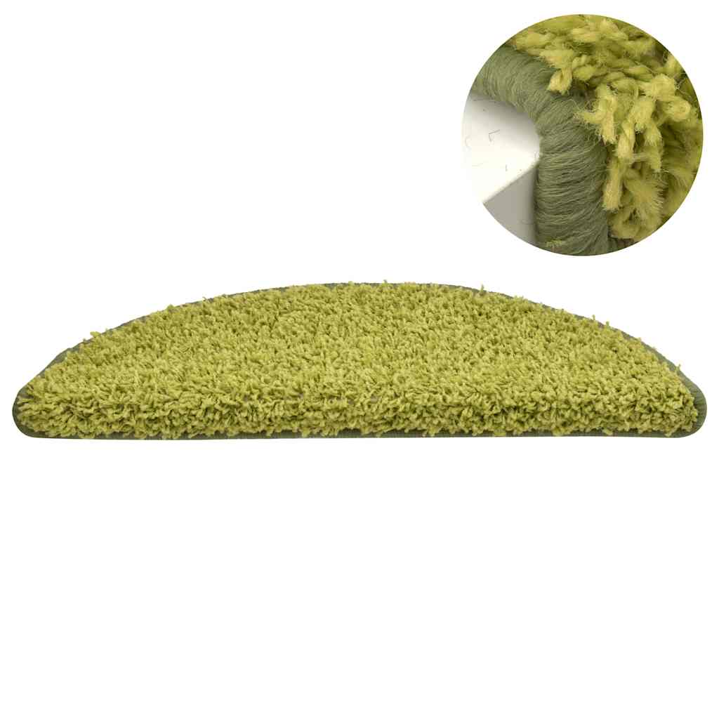 vidaXL Stair Mats 15 pcs 56x17x3 cm Green Half Round 4