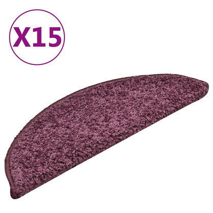 vidaXL Stair Mats 15 pcs 56x17x3 cm Dark Purple Half Round 2