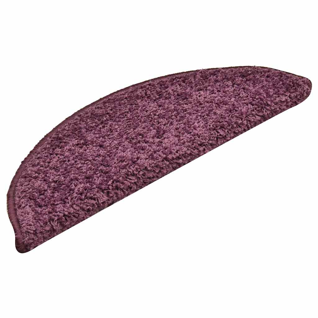 vidaXL Stair Mats 15 pcs 56x17x3 cm Dark Purple Half Round 3