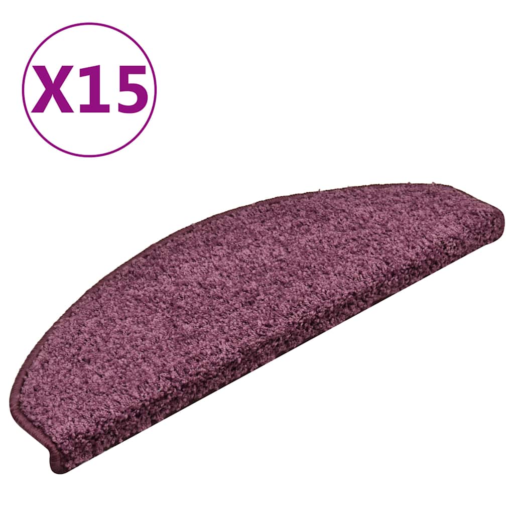 vidaXL Stair Mats 15 pcs 65x21x4 cm Dark Purple Half Round Large 2