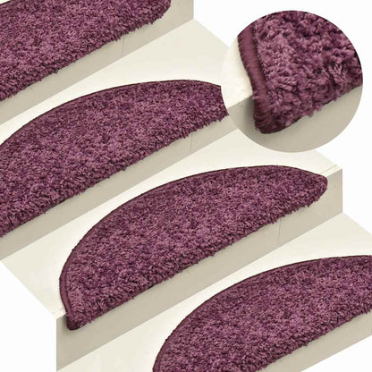 vidaXL Stair Mats 15 pcs 65x21x4 cm Dark Purple Half Round Large 6