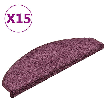 vidaXL Stair Mats 15 pcs 65x21x4 cm Dark Purple Half Round Large 1