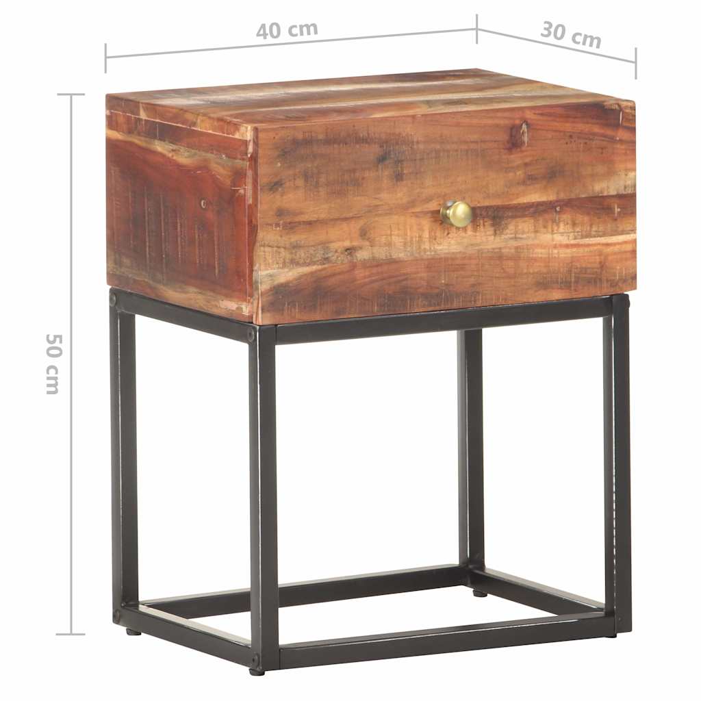 vidaXL Bedside Table 40x30x50 cm Rough Acacia Wood 6