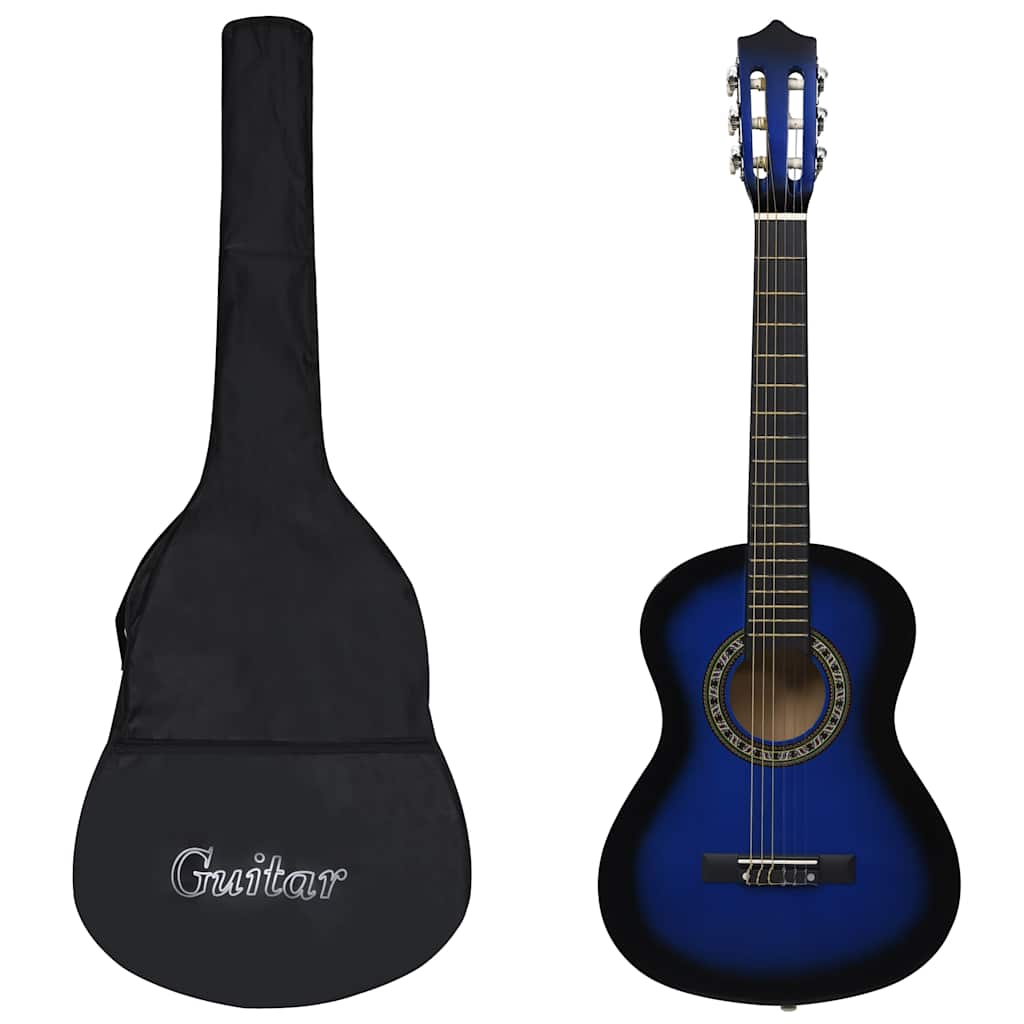 vidaXL Classical Guitar for Beginner and Kid with Bag Blue 1/2 34" 1