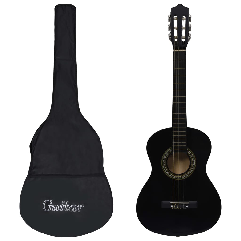 vidaXL Classical Guitar for Beginner and Kid with Bag Black 1/2 34" 1