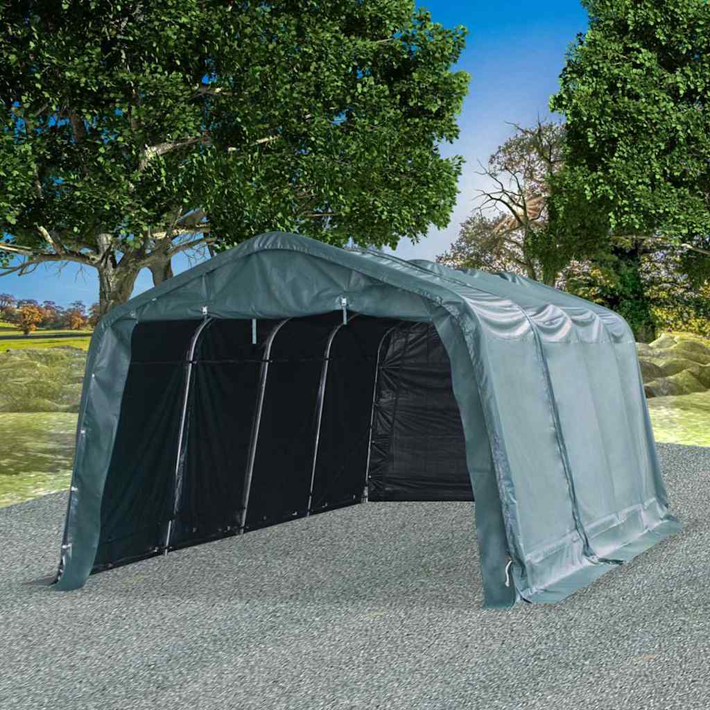 Removable Livestock Tent PVC 550 g/m² 3,3x8 m Dark Green 3.3 x 6.4 m