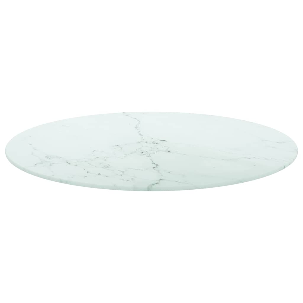 vidaXL Table Top | White with marble design | Tempered glass | 70 cm Diameter 2