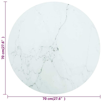 vidaXL Table Top | White with marble design | Tempered glass | 70 cm Diameter 4
