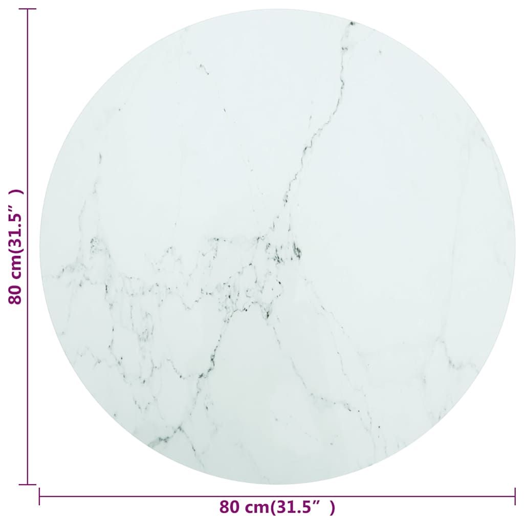 vidaXL Table Top | White | Tempered glass | 80 cm diameter |  Durable 4