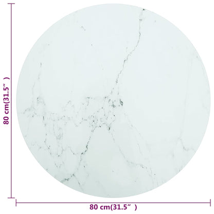vidaXL Table Top | White | Tempered glass | 80 cm diameter |  Durable 4