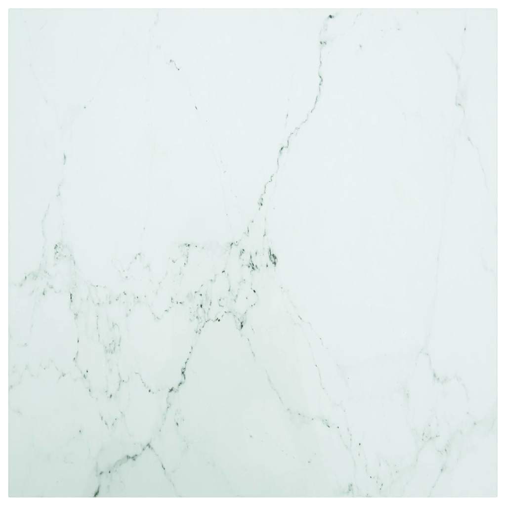 vidaXL Table Top | White with marble design | Tempered Glass | 80cm x 80cm 1