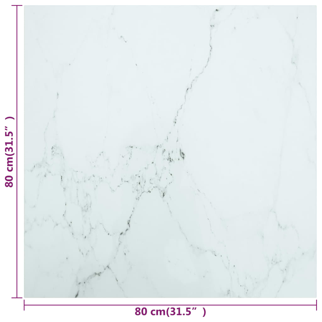 vidaXL Table Top | White with marble design | Tempered Glass | 80cm x 80cm 5
