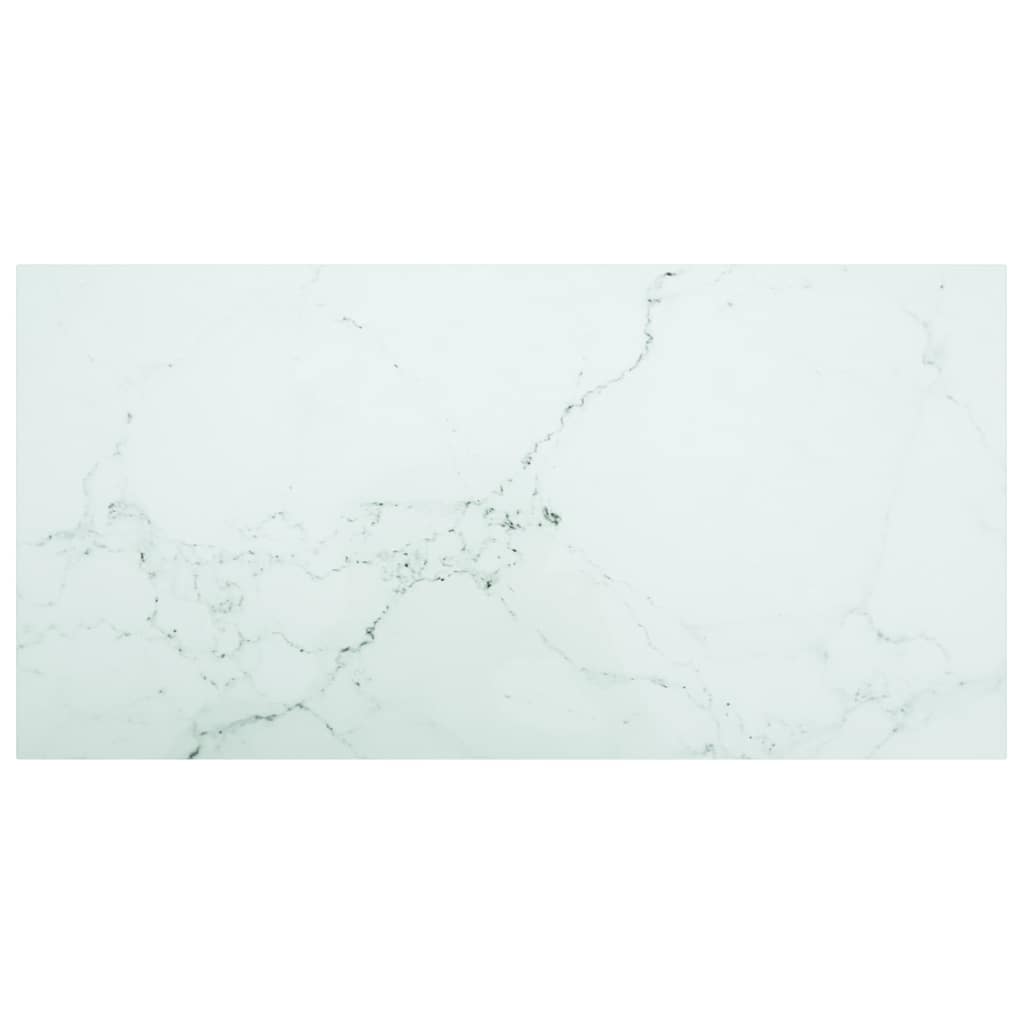 vidaXL Table Top White 100x50 cm 6mm Tempered Glass with Marble Design 1