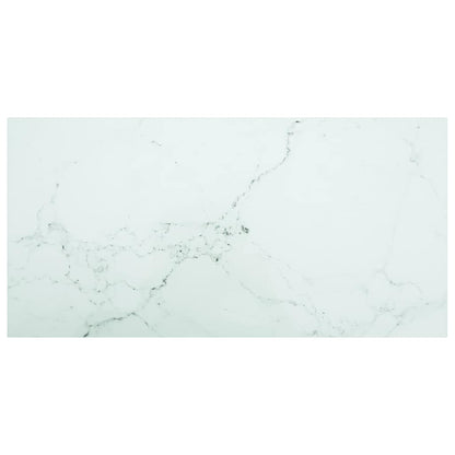 vidaXL Table Top White 100x50 cm 6mm Tempered Glass with Marble Design 1