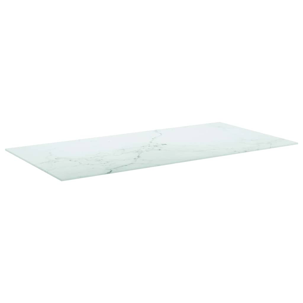 vidaXL Table Top White 100x50 cm 6mm Tempered Glass with Marble Design 2