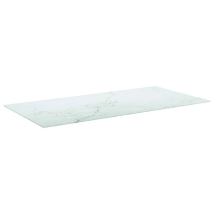 vidaXL Table Top White 100x50 cm 6mm Tempered Glass with Marble Design 2