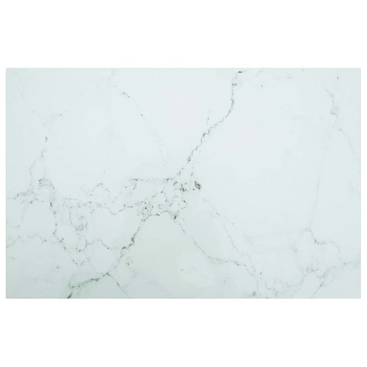 Table Top White 8mm Tempered Glass with Marble Design viewed from directly above