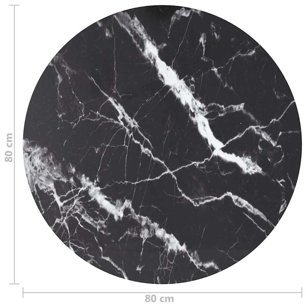 vidaXL Table Top | Black with marble design | Tempered Glass | Medium | Durable 4