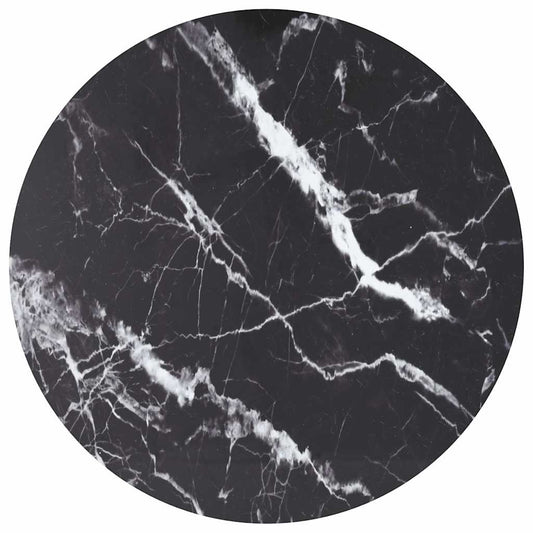 Table Top Black Tempered Glass with Marble Design, a close-up of the marble pattern
