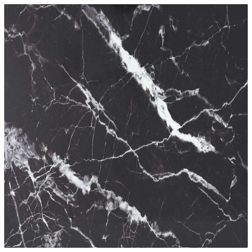 vidaXL Table Top | Black with White Marble Design | Tempered Glass | 80x80 cm 1