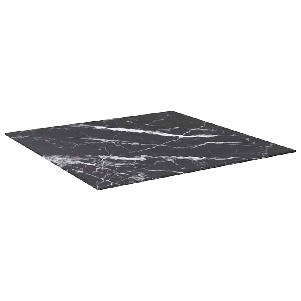 vidaXL Table Top | Black with White Marble Design | Tempered Glass | 80x80 cm 2