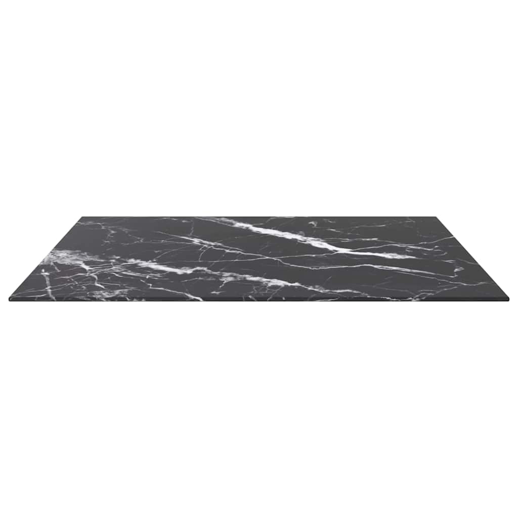 vidaXL Table Top | Black with White Marble Design | Tempered Glass | 80x80 cm 3