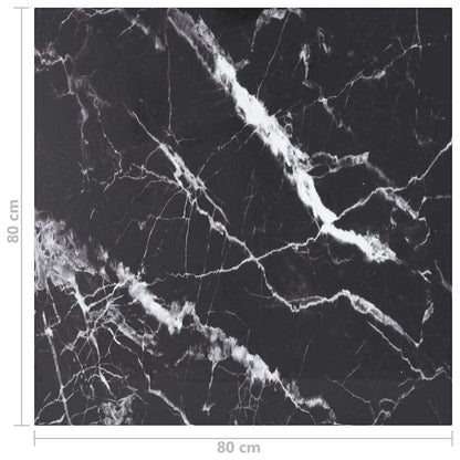 vidaXL Table Top | Black with White Marble Design | Tempered Glass | 80x80 cm 5