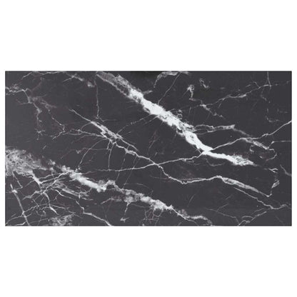 vidaXL Table Top Black 6 mm Tempered Glass with Marble Design Black and White
