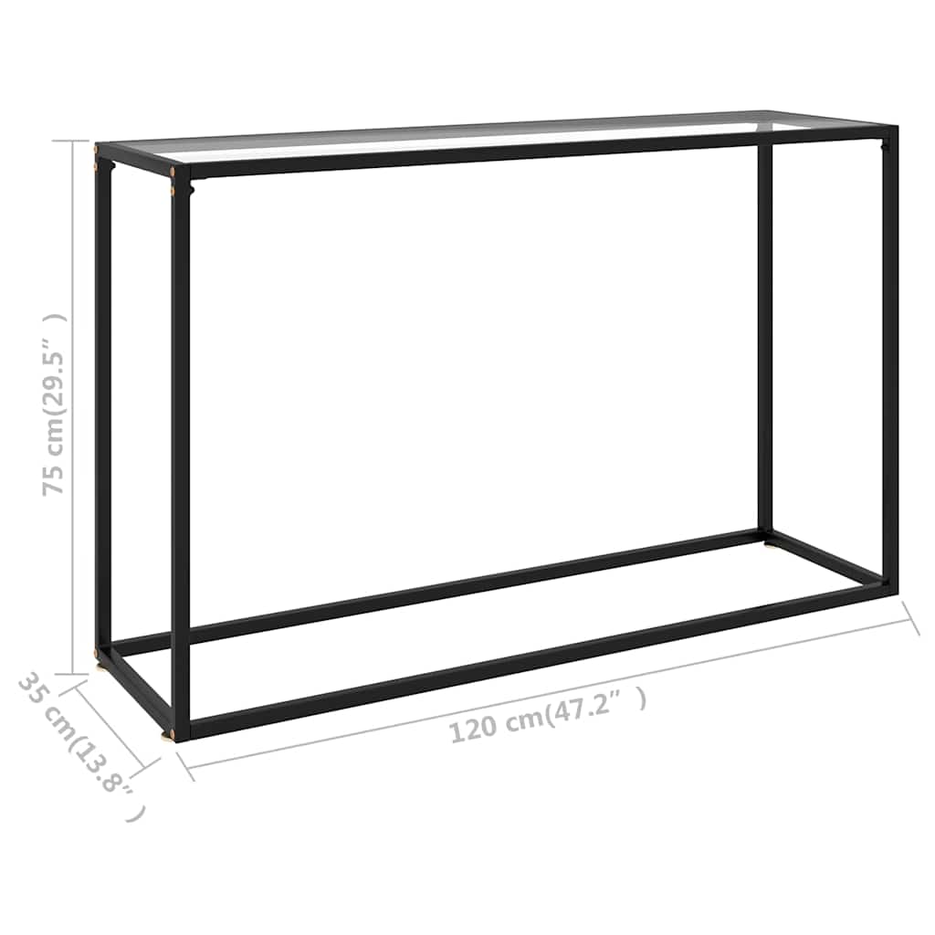 vidaXL Console Table | Transparent, Black | Tempered glass, Powder-coated steel 6
