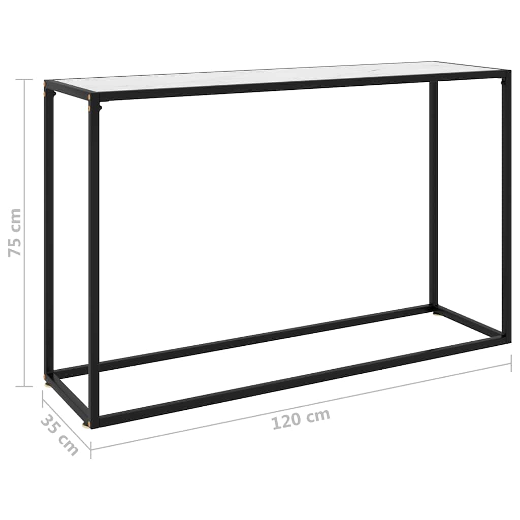 322817 vidaXL Console Table White 120x35x75 cm Tempered Glass 6