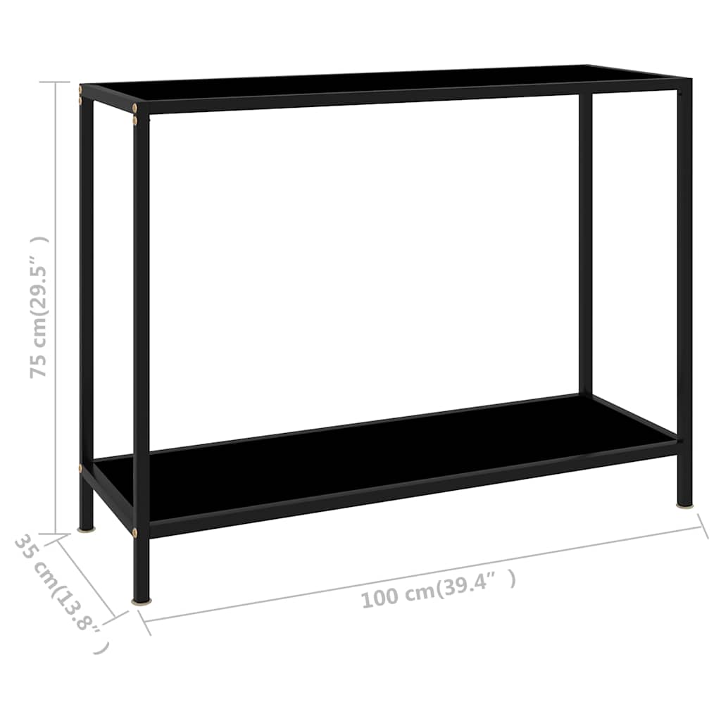 322836 vidaXL Console Table Black 100x35x75 cm Tempered Glass 6