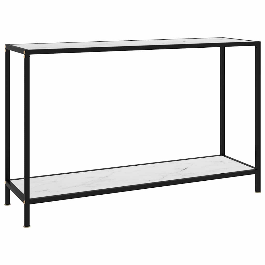 322841 vidaXL Console Table White 120x35x75 cm Tempered Glass 1
