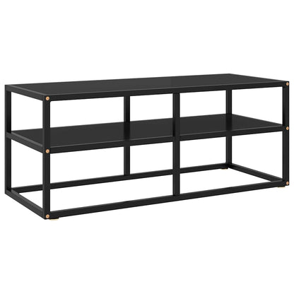 vidaXL TV Cabinet Black with Black Glass 100x40x40 cm 1
