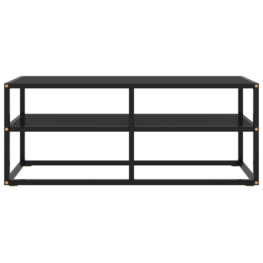 vidaXL TV Cabinet Black with Black Glass 100x40x40 cm 2