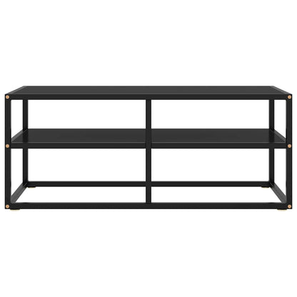 vidaXL TV Cabinet Black with Black Glass 100x40x40 cm 2
